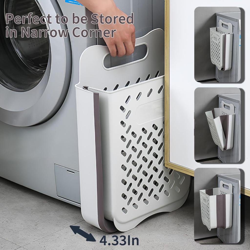Wall-Mounted Dirty Clothes Basket Large-Capacity Folding Storage Basket Multi-Function Storage Basket Hollow Design Ventilation