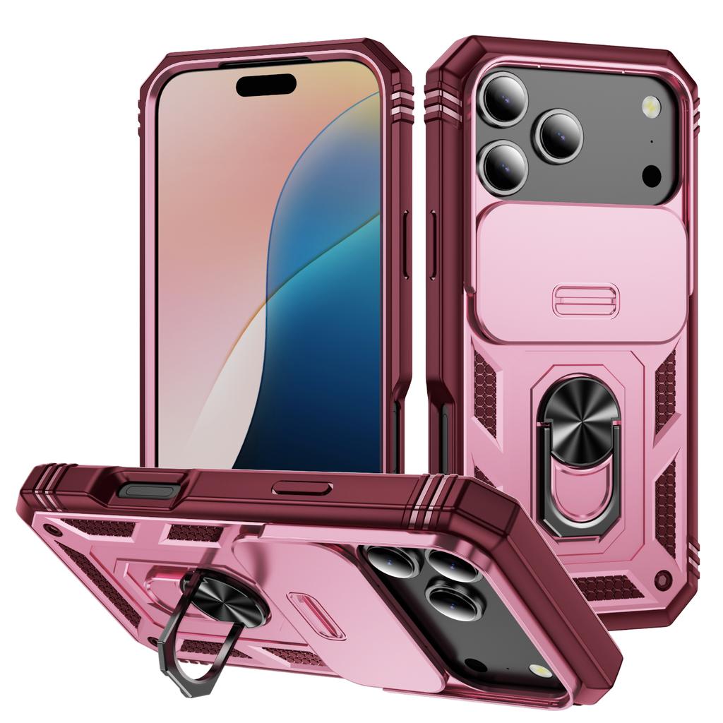 Etui do iPhone 17 Pro Max TPU + PC Zsuwana osłona kamery Podpórka Pokrowiec na telefon