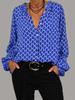 New Women's Spring Season V-Neck Long Sleeve Printed Fashion Elegant T-Shirt Blouse