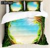 Pine Trees in The Forest Duvet Cover Set Foggy Decorative 3 Piece Bedding Set with 2 Pillow Shams Queen Full Size Warm Taupe
