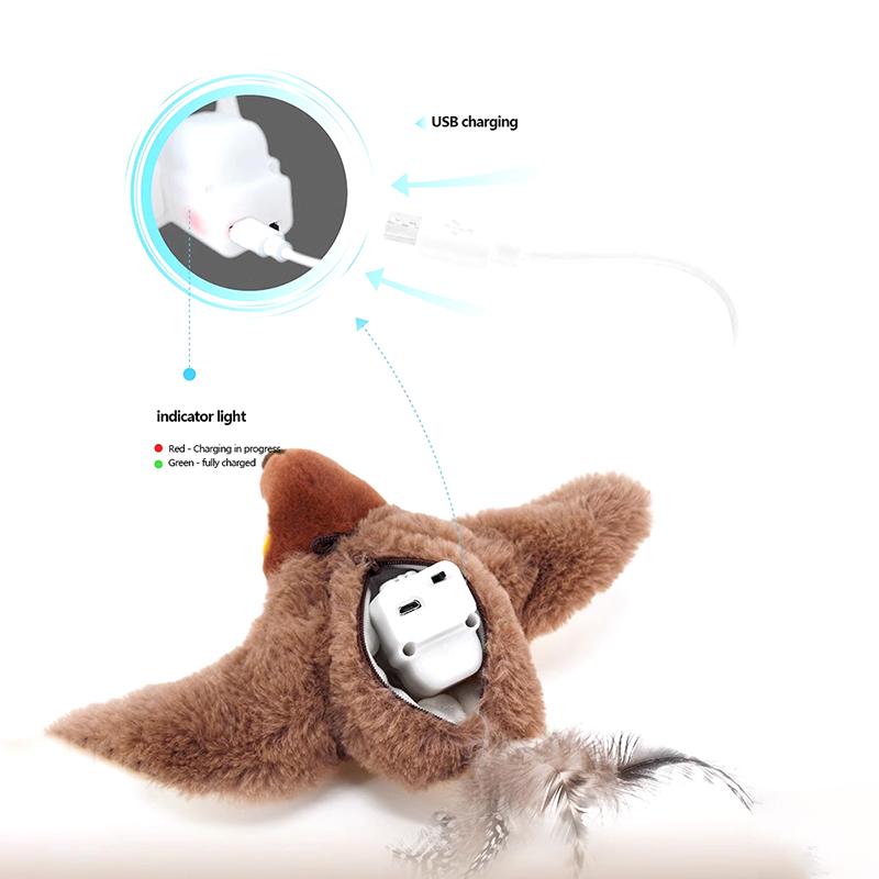 Zabawka elektryczna dla zwierząt domowych, trzepocząca i potrząsająca, wróbel, zabawka dla kota, symulacja huśtającego się skrzydła ptaka