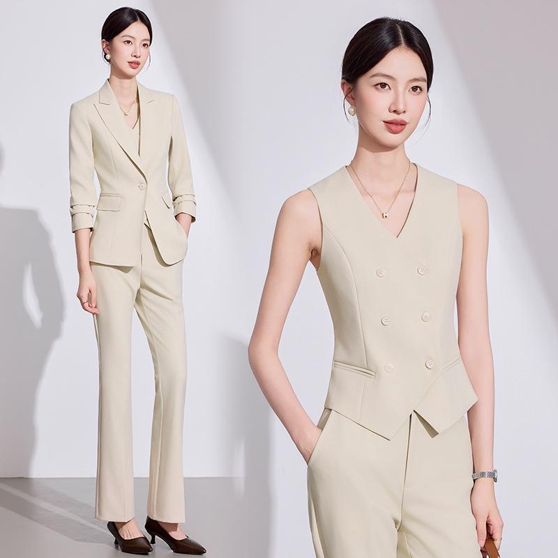 Women's High-End Pink Suit Set: 2025 Spring/Autumn Professional Vest for Management Workwear