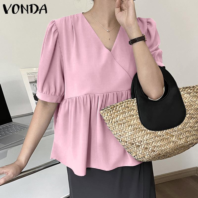 

Летние женские плиссированные топы с пышными рукавами VONDA