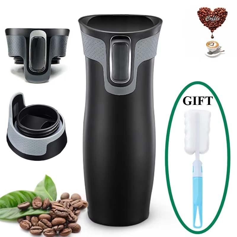 

450ml Thermos Coffee Cup Double Layer Stainless Steel Coffee Mug Portable Leak Proof Car Cup High Grade Gift Cup Easy Cleaning