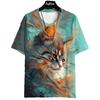 Samurai Katze T-Shirt Herren Sommer Mode Kurzarm T-Shirt Street Casual Sportbekleidung Herren Shirt