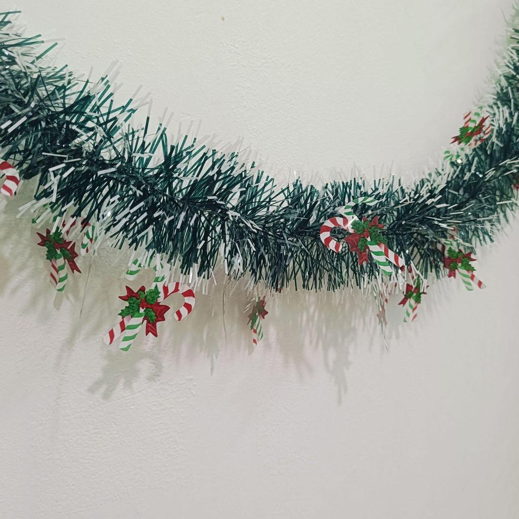 Christmas Dark Green White Edge Tinsel with Feather Strip and Madder Encryption