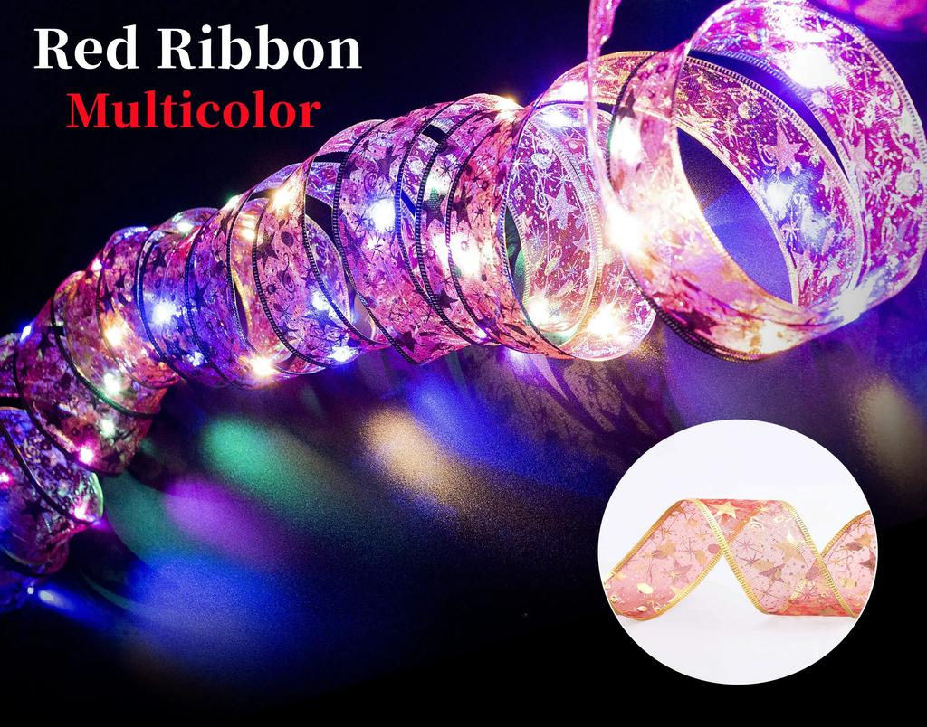 Ribbon Fairy Light Christmas Decoration Christmas Tree Ornaments For Home 2025 Bows String Lights Navidad Natal New Year 2025