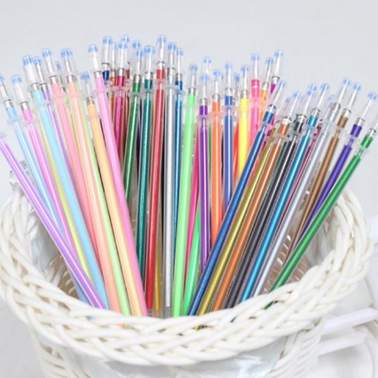 48Pcs Colors 0.8mm Gel Ink Pen Refills Glitter School Drawing Writing Stationery