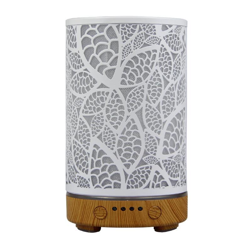 Aroma Diffuser Iron Hollow Leaves Ultrasonic Air Humidifier Desktop Humidifier Smart Home Appliances Room Decor with Led Light