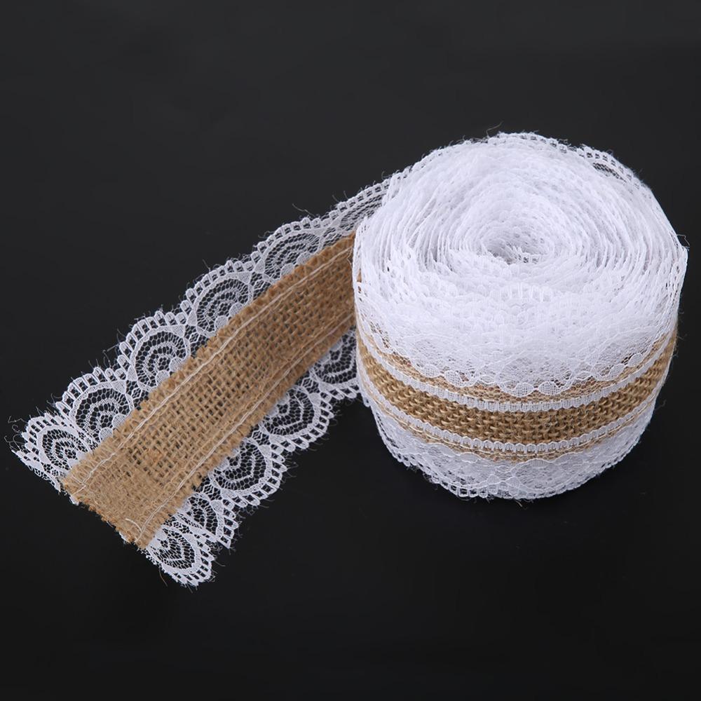 Ribbon White Burlap Lace Ribbon Jute Vintage Hessian Jute Ribbon Lace Jute Lace Ribbon Wedding Decoration