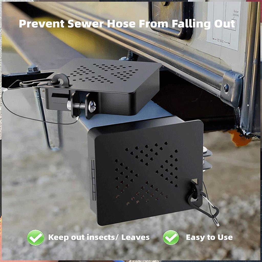 Aluminum RV Bumper End Cap For 4x4 Inch Square Bumper Plug With Vent Holes, Simplified Camper Sewer Hose Storage Protective Cover With Hinged Door