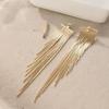 Metal Tassel Stud Earrings Geometric Shining Long Tassel Earrings Light Luxury Design Golden Plated Dangle Earrings
