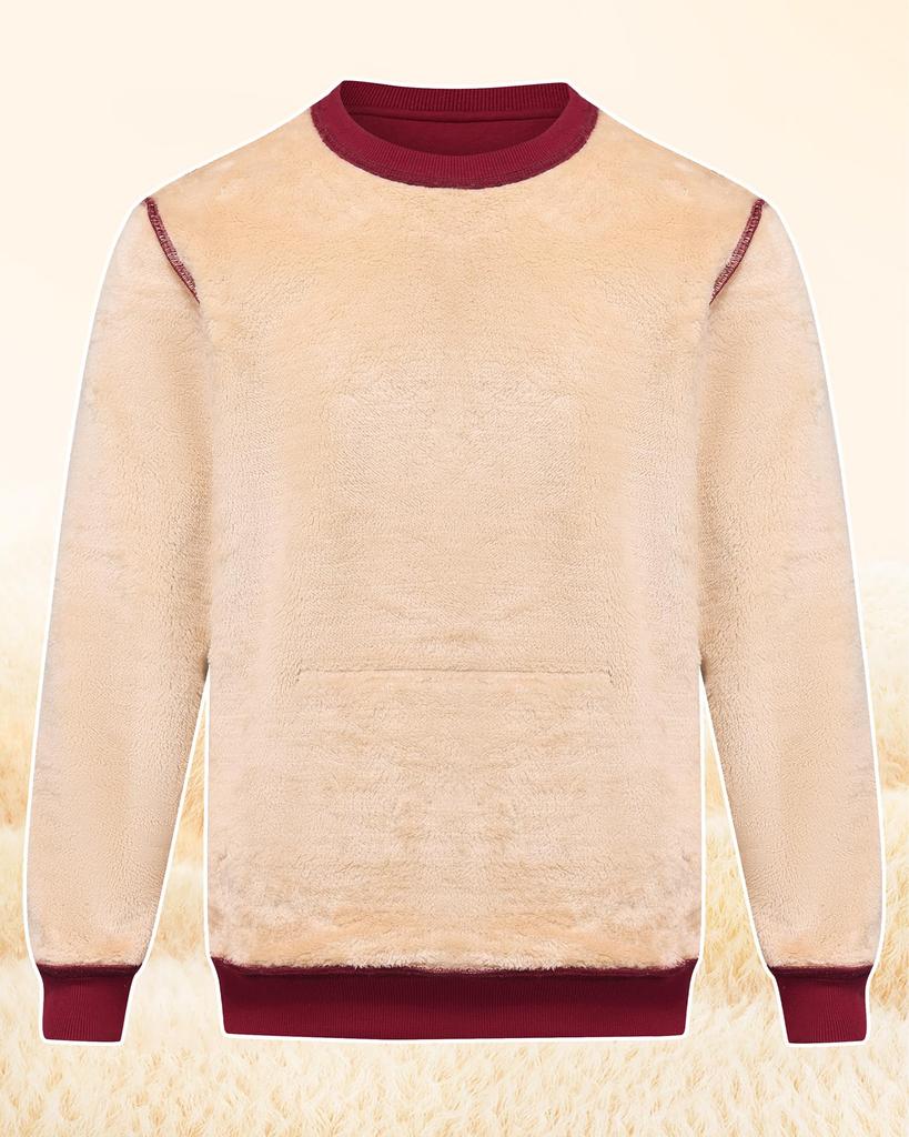 Peakwell Crew Neck Fleece Sweatshirt with Simple Long for Fall and Winter Men's Pockets, Cotton, Thickness, Sleeves, (Dark Gray, L)