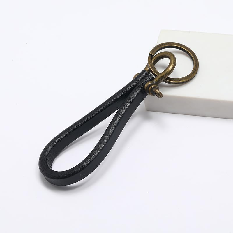 Keychain for Men and Genuine Vintage Horseshoe Key Car Key Portable [Rockyu] Women, Leather, Cowhide, Brass-Look, Shape, Simple, Handmade, Holder,