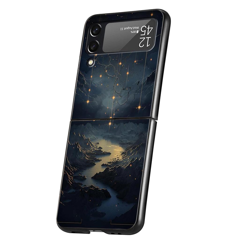 Fashion Starry Sky Stars Hard PC Phone Case For Samsung Galaxy Z Flip 7 6 5 4 Black Cover For Galaxy Z Flip 3 Foldable Funda Bag