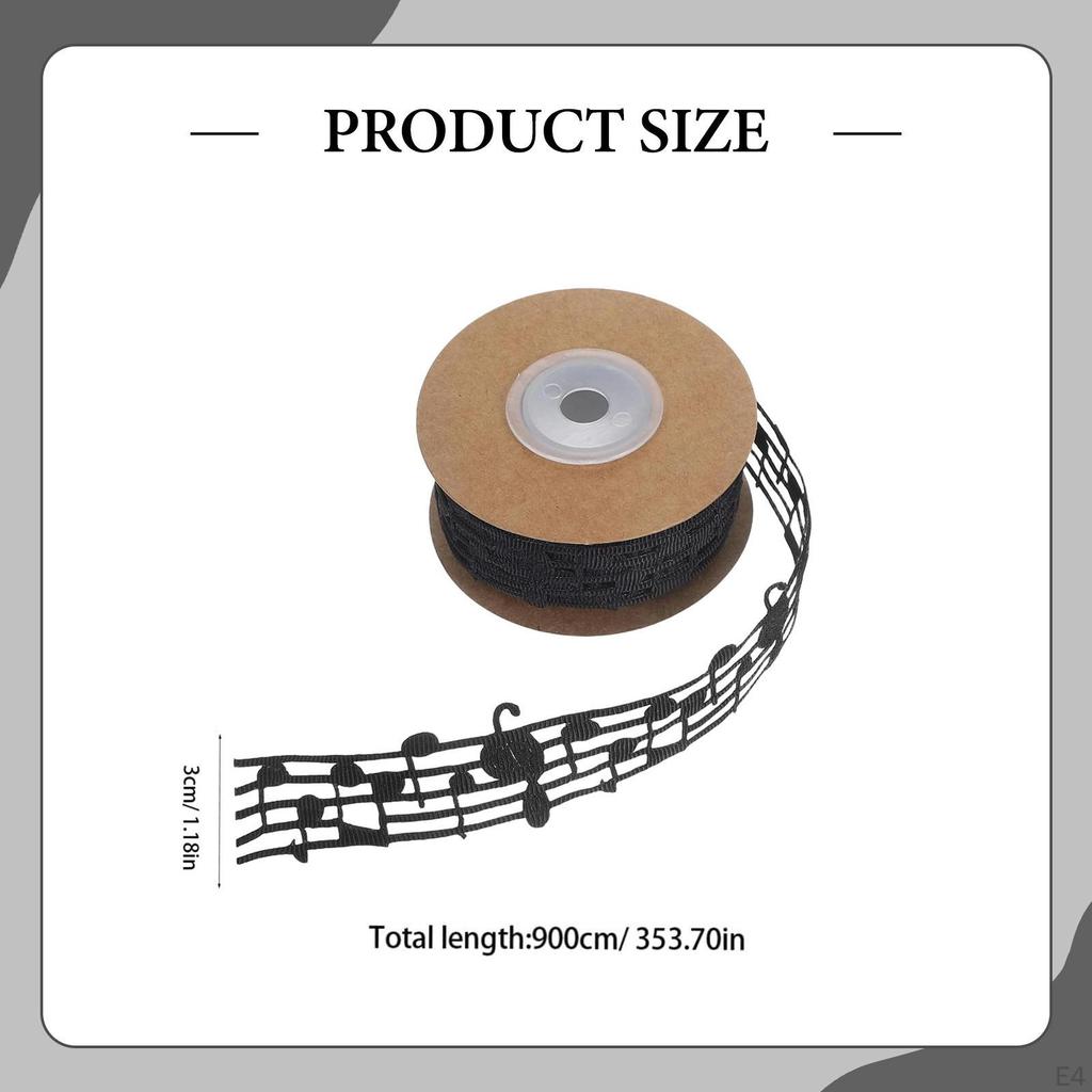 Music Note Ribbon 1.18" X 10 Yards Hollowed Out Decorative for Gift Packing Holiday DIY
