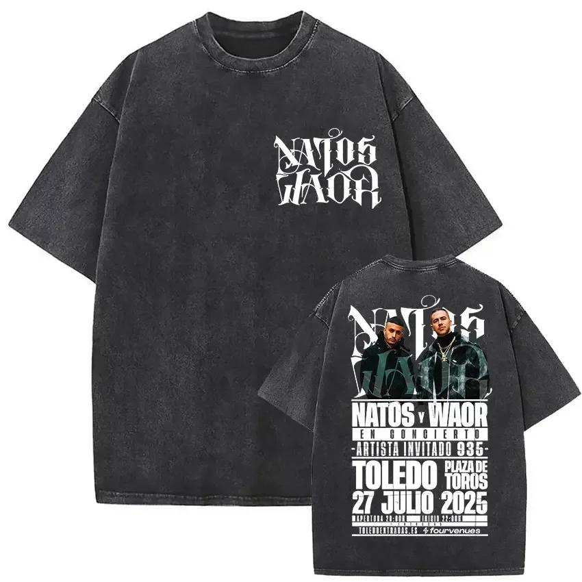 Washed Vintage Natos Waor Hijos De La Ruina Logo Album Merch T Shirts Mens Women Hip Hop Gothic Short Sleeve Tshirt Streetwear