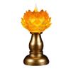 Amber Lotus Flame LED Buddha Offering Lamp - Dual Use: Battery/Plug-in with Floating Candle Holder