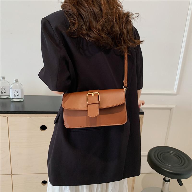 Chic Vintage Aesthetic Handbag For Women Elegant Solid Color Shoulder Bag