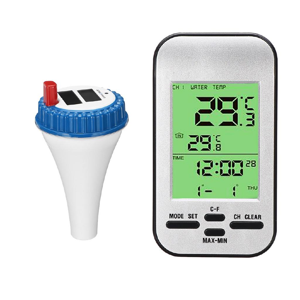 Waterproof Outside Sensor Wireless Swimming Pool Thermometer Water Temperature Detector Time Calendar LCD Display
