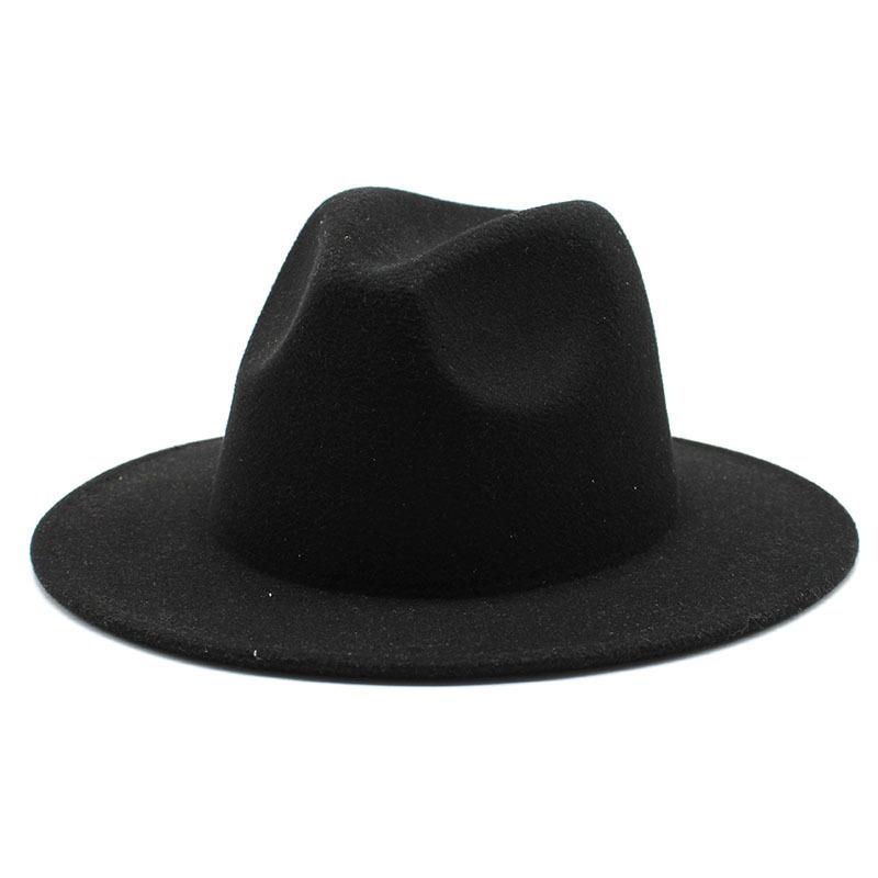 eBay Monochrome Light Board Men's and Women's Hats, Simple Woolen Top Hat, Flat-brimmed Big-edged Jazz Hat.