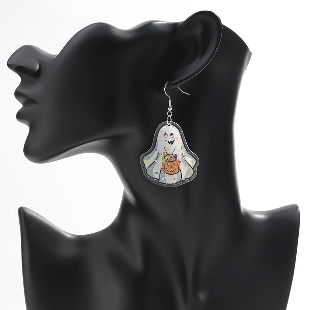 Halloween Cute Ghost Acrylic Earrrings for Women 2025 Gothic Cartoon Spooky Cat Pumpkin Witch Drop Earring Party Jewelry Gifts