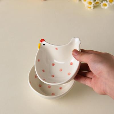 2 Stück Keramik Hühnchen Gewürzschale, Haushalts Aufbewahrungsbox, Mini Schüssel