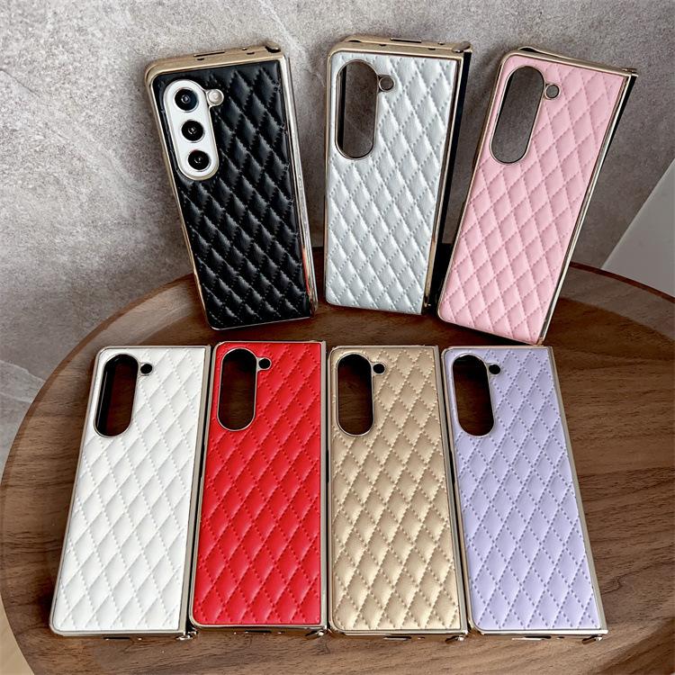 Applicable To Samsung ZFold5 Rhombus Mobile Phone Case Zfold3 Electroplated TPU Soft Zfold3 Folding Mobile Phone Case