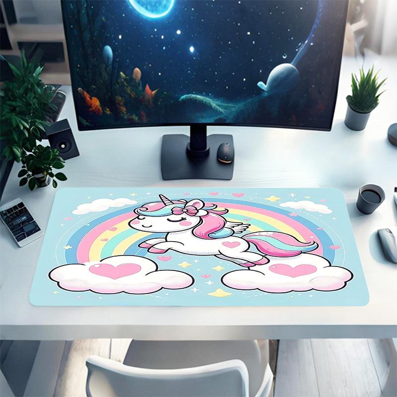 1PC Unicorn Rainbow Oversized Mouse Pad - Non-Slip Rubber Base Perfect for Office School Esports Home Decor Desk Mat 253A