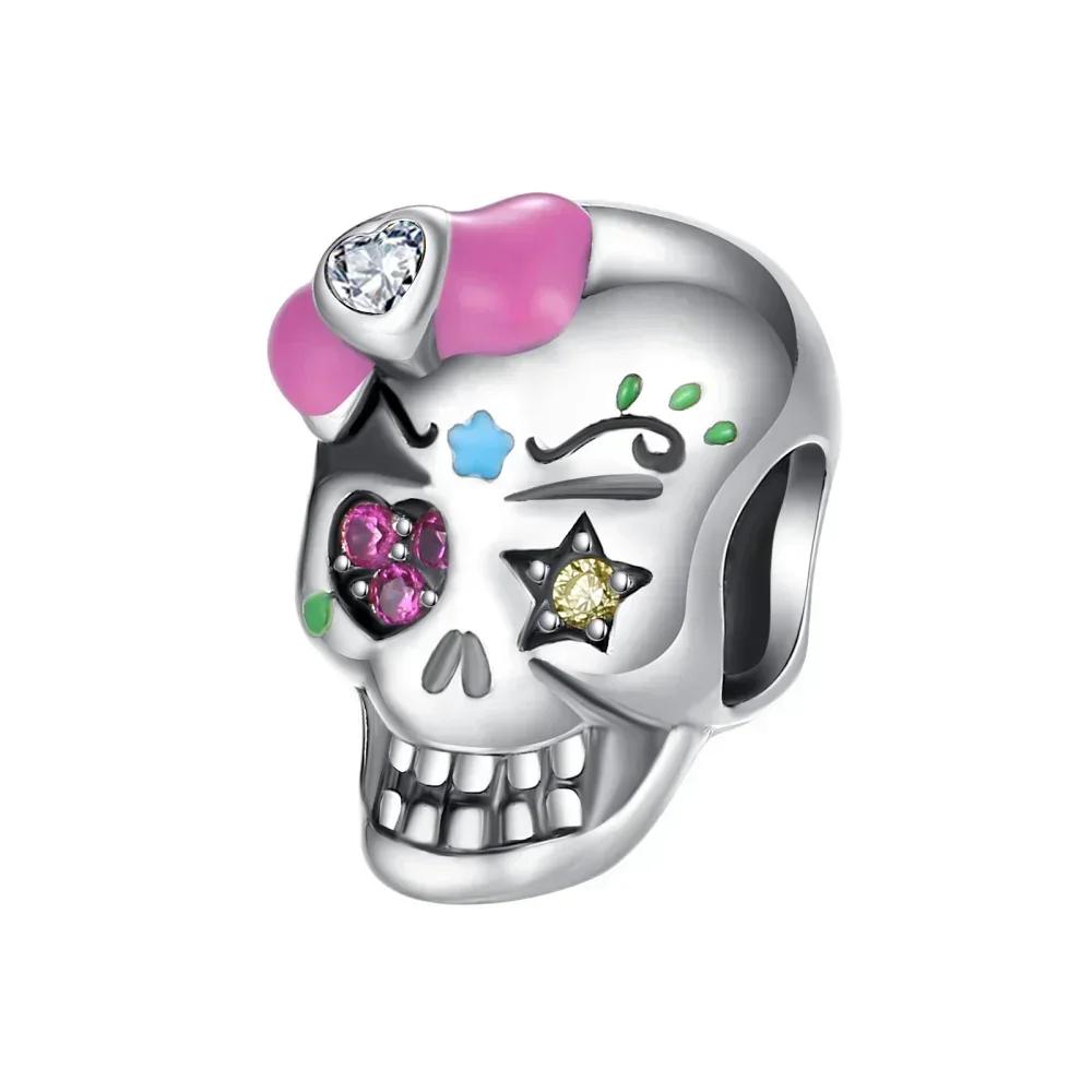 Halloween Copper Skull Charm Luminous Pumpkin Ghost Clown Bead Pendant Ring Necklace Bracelet Diy Jewelry Gift
