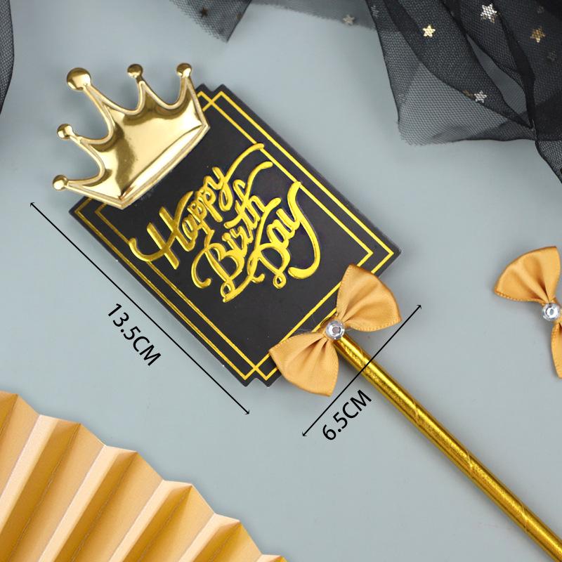 Gold Crown Happy Birthday Cake Topper Decoration