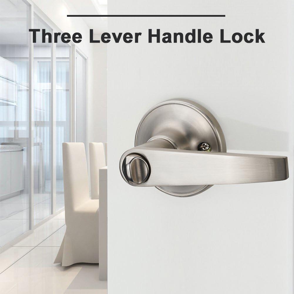 1-5PCS Locking Door Handle Stainless Steel Entrance Door Handles Interior Lever Lock Door Knob Replacement for Home Office