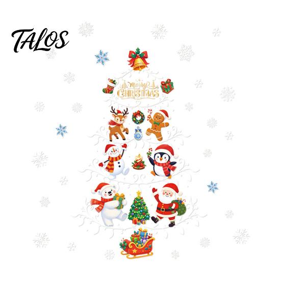 Christmas Window Clings Reusable Clings, Double Sided PVC Static Glass Stickers, Snowman Snowflake Elk Holiday Decals Santa Claus Xmas Tree