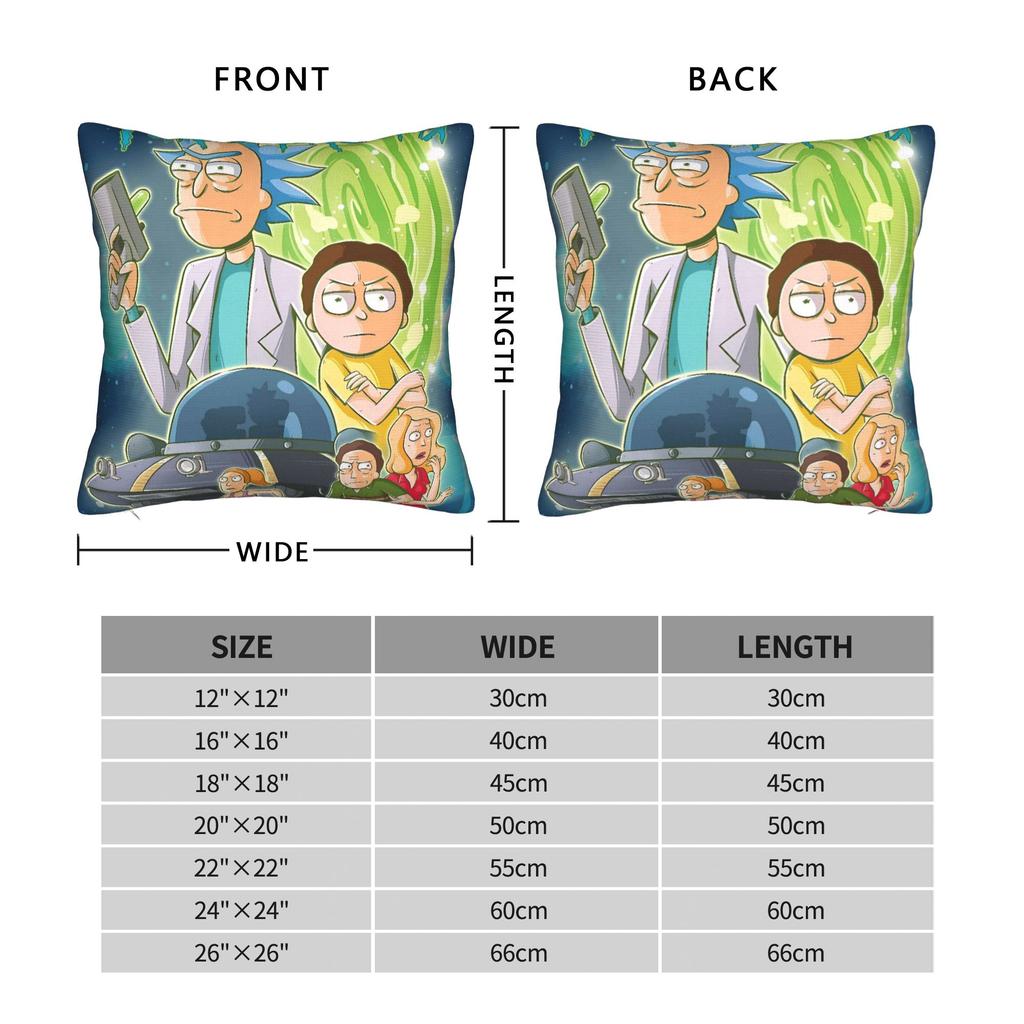 Ricked and Mortys Pillow Case  Comfy Pillow Cover For Living Room Sofa Retro Trendy Pillowcases