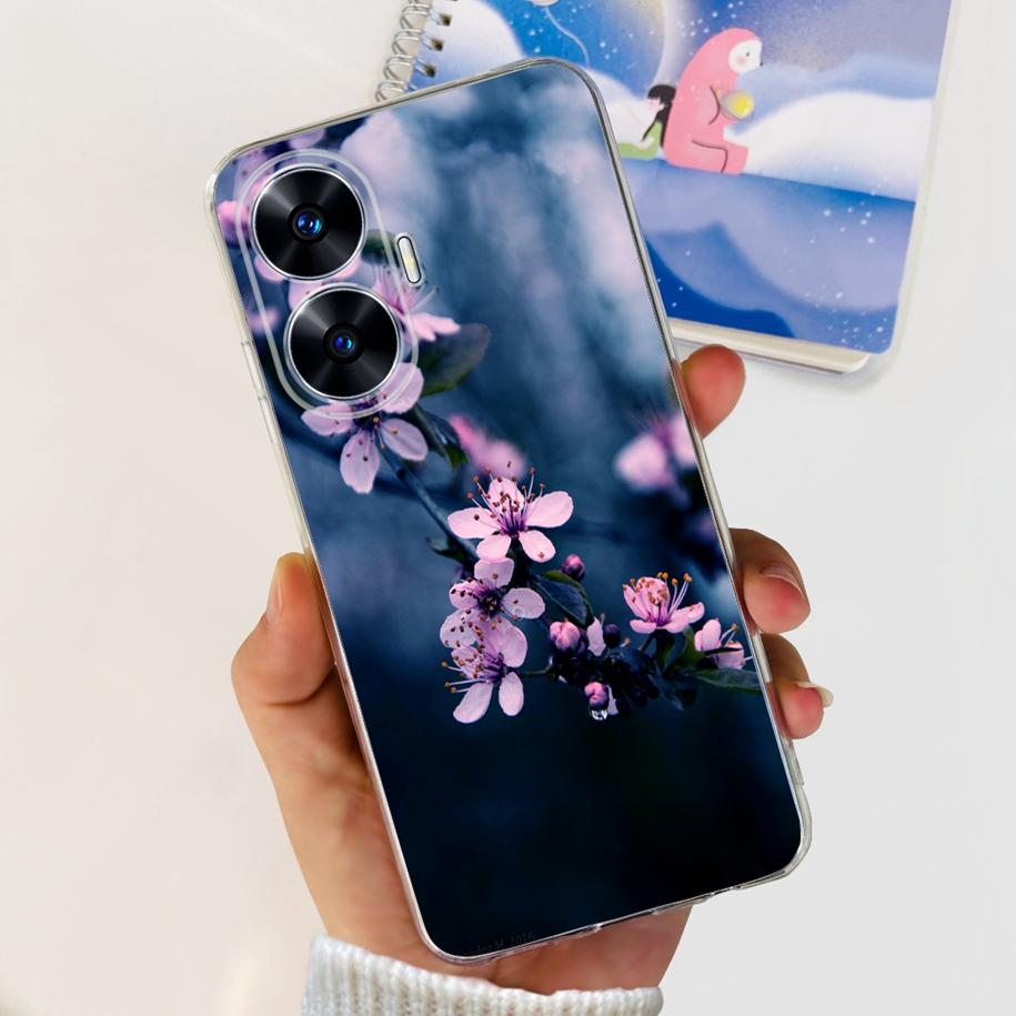 For Realme C55 4G Case 2023 Phone Cover Beautiful Flower Painted Soft Funda Clear Coque For Realme C55 2023 Bumper RealmeC55 Bag