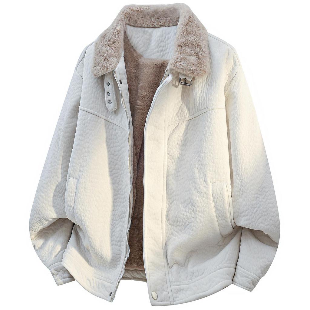 Barn Wind Herren Übergröße Wildleder Steppenadler Plüschjacke, M-8XL, Samt Kaninchenfell