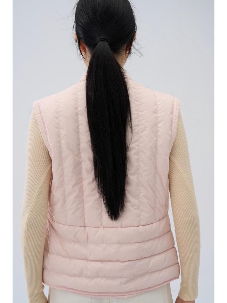 Gilet sans manches léger en duvet à col en V pour femme - 90% duvet, sans manches, amincissant, pour l'automne et l'hiver.