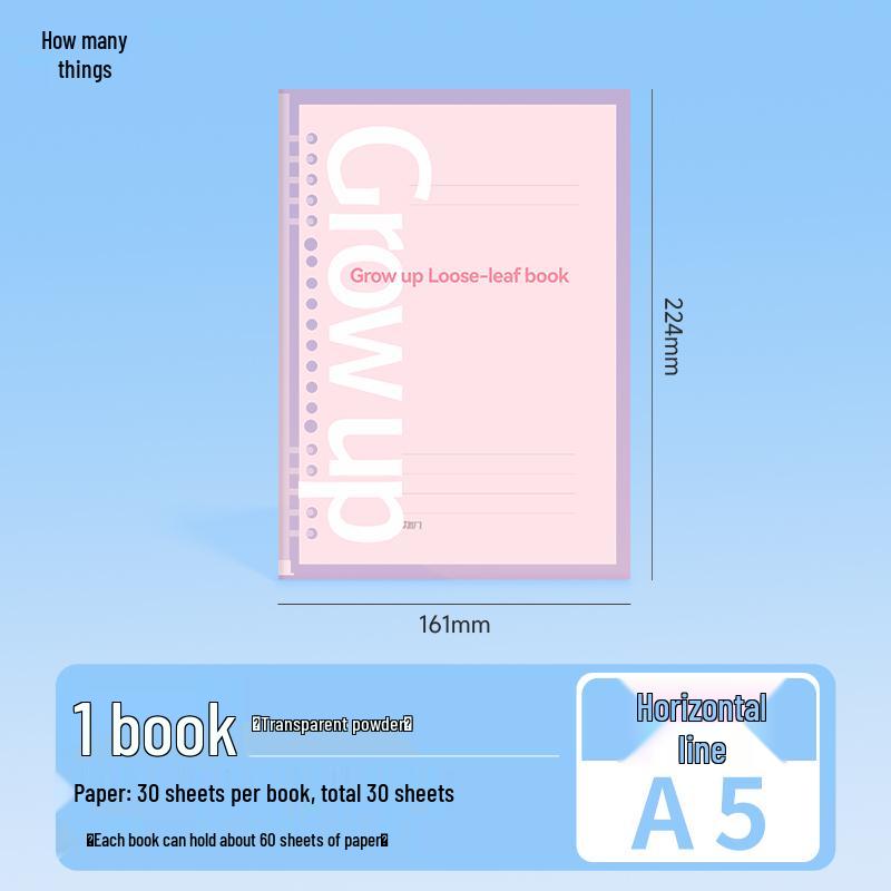 Comfortable Colorful Loose-Leaf Binder: B5/A4/A5, Detachable & Replaceable Pages, Ideal for College Students Studying for Exams