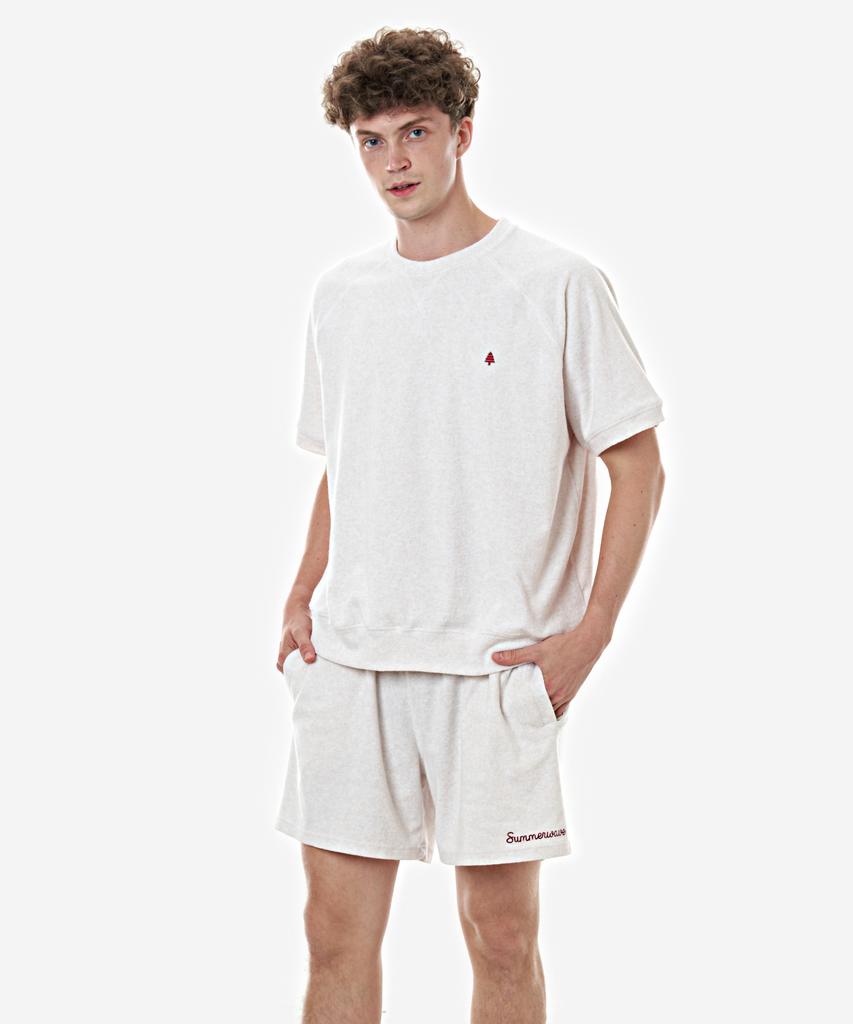 Beikeusyeocheu Terry Crew Neck Short Sleeve Oatmeal