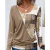Autumn Spring Women's Solid Color Splicing Casual Long Sleeve O-Neck Blouses & Shirts