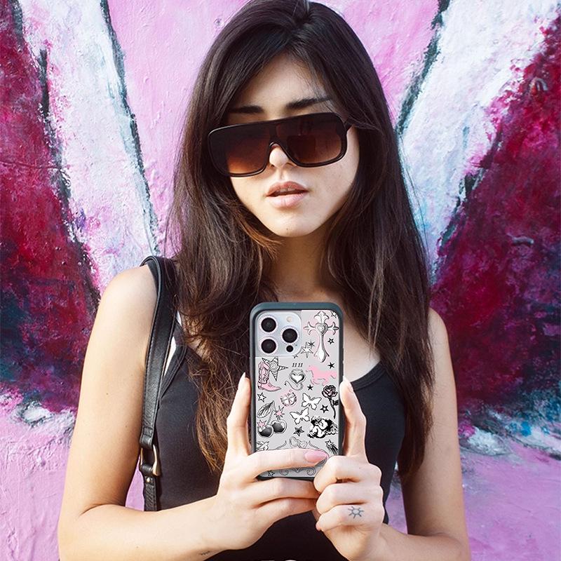 Hot Girl Style Sticker Phone Case for iPhone 17, 16 Pro Max, 15 Plus, 13/14