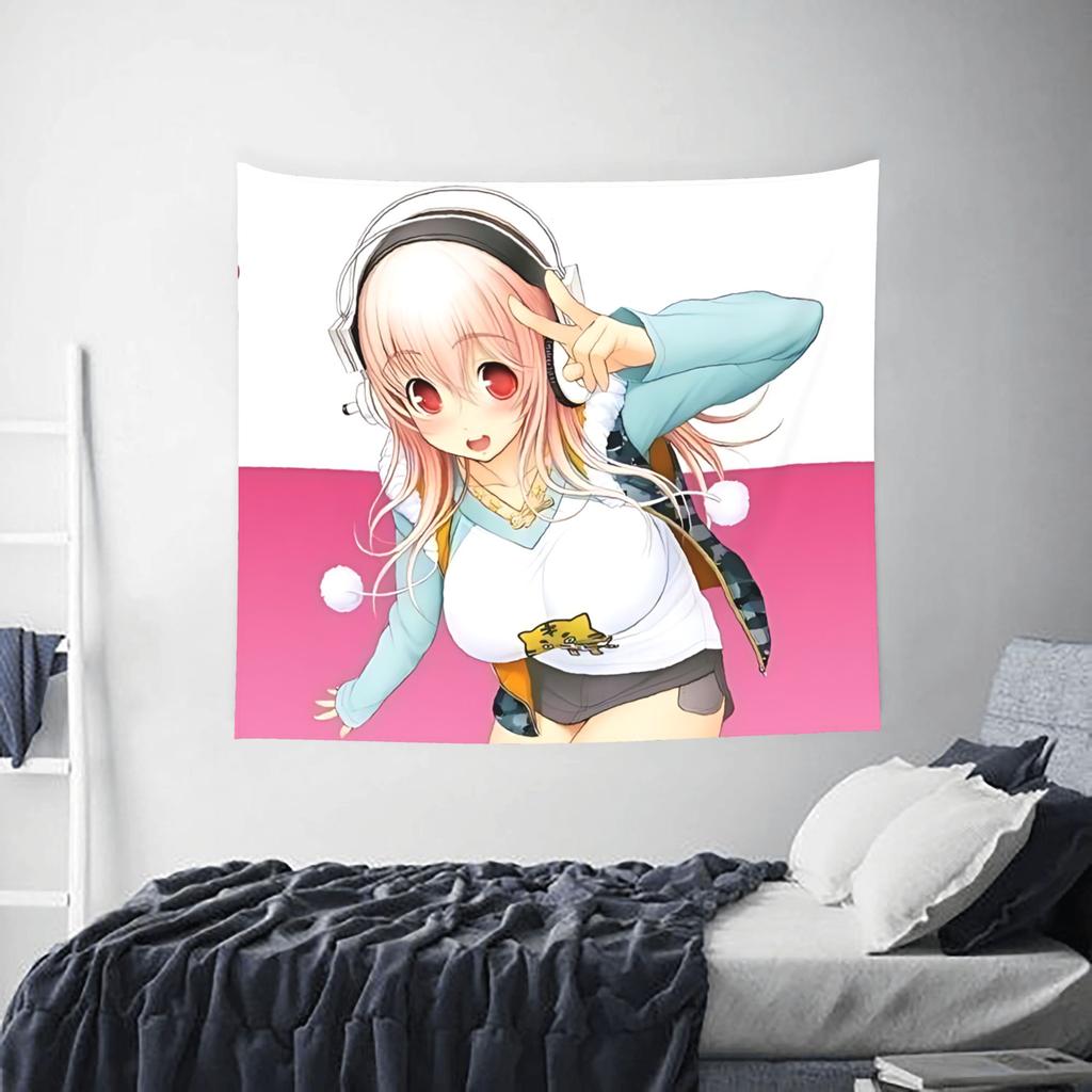 Cutecore Super Sonico Tapestry Room decoration Home Decoration Tapestry Decor Accessories Cute Room Decor