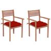 Day and Night - Day and Night Garden Chairs 2 Pcs Solid Teak Wood with Red Cushions