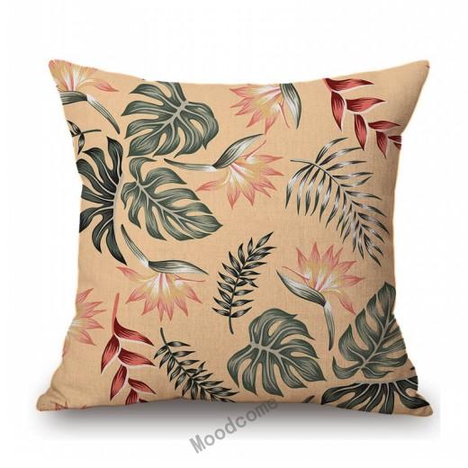 Morandi Color Jungle Flower Tropical Plant Leaf Garden Pattern Home Decorative Sofa Throw Pillow Case Cotton Linen Cushion Cover