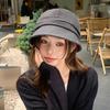 Small octagonal bucket hat for women, warm in autumn and winter, plain face mask, elegant and versatile sun hat