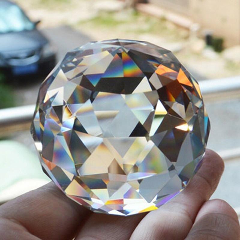 Clear Cut Crystal Sphere 50mm Faceted Gazing Ball Prisms Suncatcher Decor Home