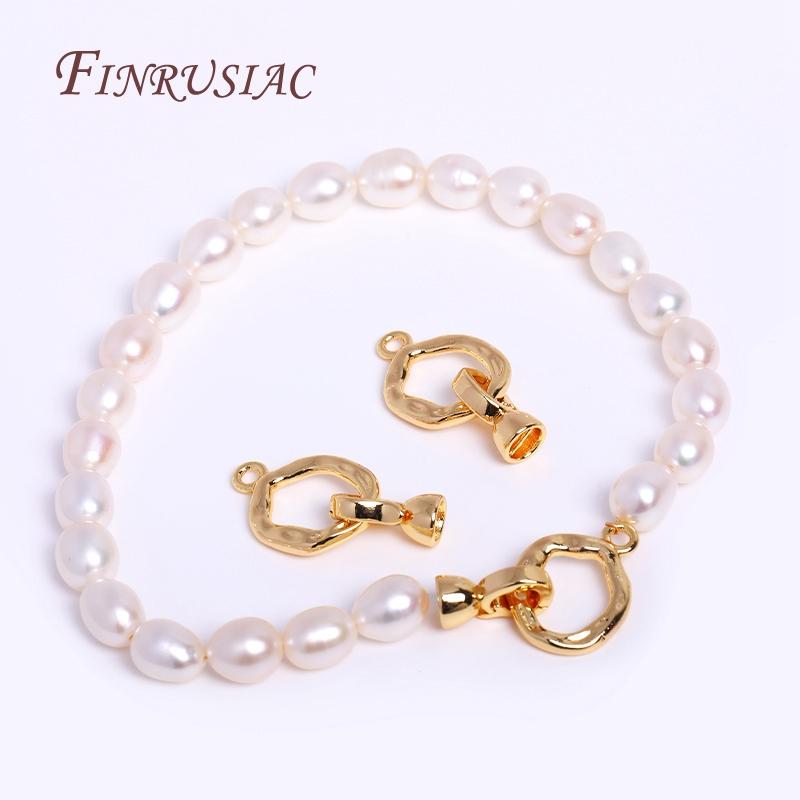 Trendy Pearl Clasp Connector For Bracelet Necklace Making,18K Gold Plated Pearl Clasp Fastener DIY Jewelry Making Accessories