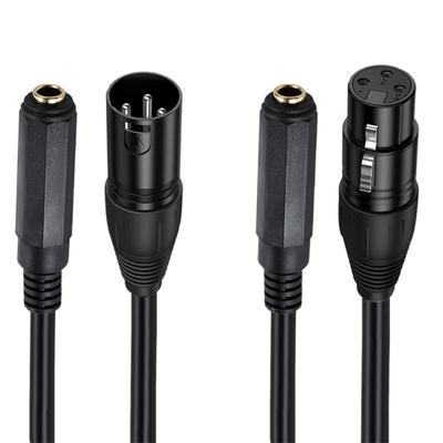 1/4 TS/TRS Buchse auf XLR Adapterkabel, XLR auf 1/4 Stereo Symmetrisches Audioanschlusskabel für Mikrofon PC Lautsprecher