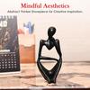 Black Abstract Thinker Resin Sculpture – Modern Deep Thinker Figurine for Home & Office Décor | Small Contemporary Accent Piece