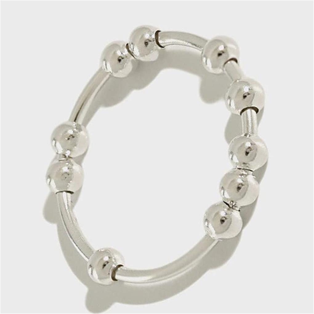 Bead Ring Fidget Rings Simple Steel Jewelry Style Beads Stainless Rotation Gift Copper Anti-stress Free